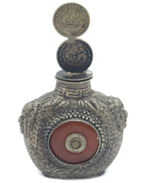 Antique Chinese Silver Snuff Bottle 7.2 Candareens Kwang-Tung Province Coins