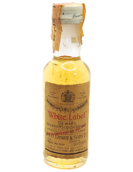 1968 Vintage Dewar's White Label Blended Scotch Whisky Mini Liquor Bottle Nip