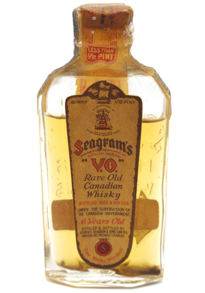 Vintage Seagrams V.O. Canadian Whiskey Mini Liquor Bottle w/ Seals Full Nip