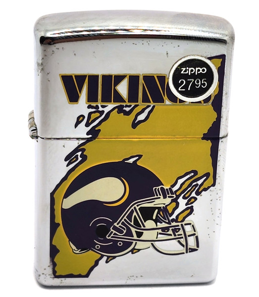 1997 Vintage Unfired Zippo Cigarette Lighter Minnesota Vikings NFL Logo Tin Box