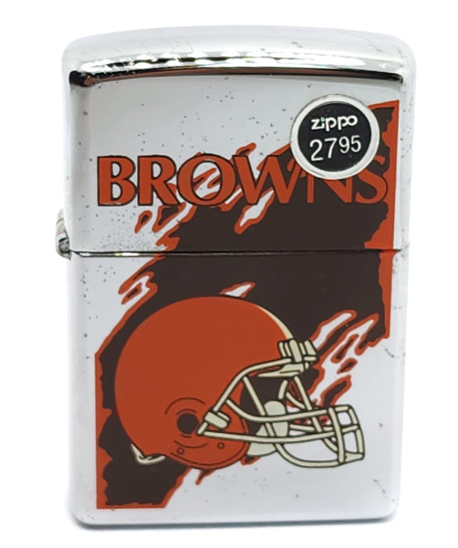 1997 Vintage Unfired Zippo Cigarette Lighter Cleveland Browns NFL Helmet Tin Box