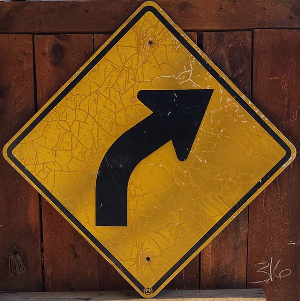 Vintage Retired PennDOT Slight Right Bend Curve Ahead Traffic Road Street Sign