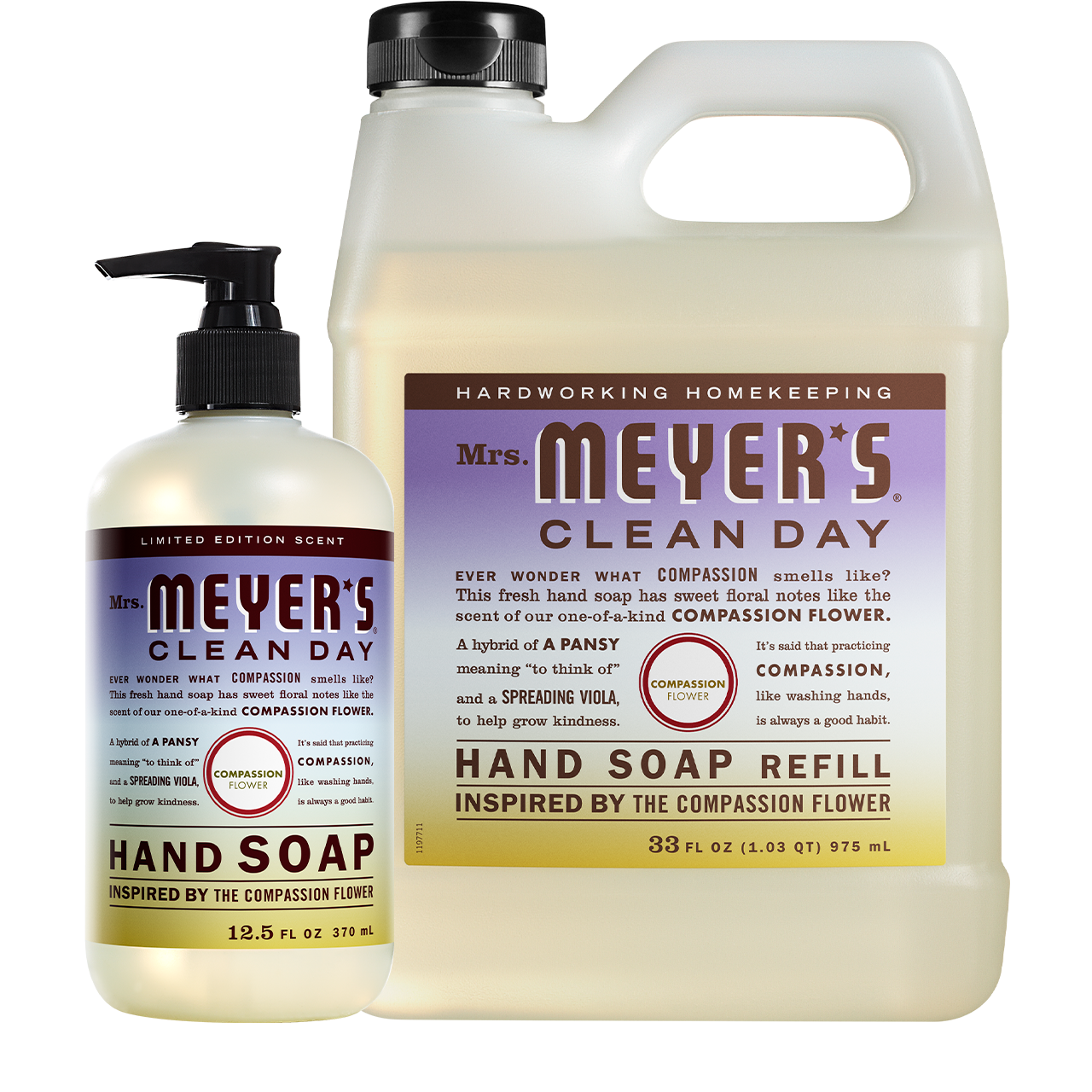 Mrs. Meyer's Compassion Flower Liquid Hand Soap & Refill Set