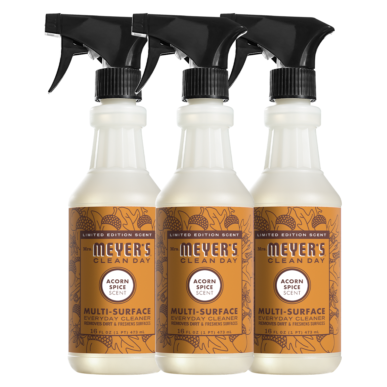 Mrs. Meyer's Acorn Spice MultiSurface Everyday Cleaner 3count Bundle