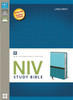 NIV Study Bible, Large Print, Imitation Leather, Blue/Turquoise, Red Letter Edition - ISBN: 9780310438663