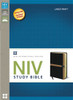 NIV Study Bible, Large Print, Imitation Leather, Black/Tan, Red Letter Edition - ISBN: 9780310438670