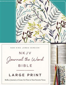 NKJV, Journal the Word Bible, Large Print, Cloth over Board, Blue Floral, Red Letter Edition - ISBN: 9780718090913