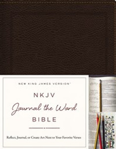 NKJV, Journal the Word Bible, Bonded Leather, Brown, Red Letter Edition - ISBN: 9780718089665
