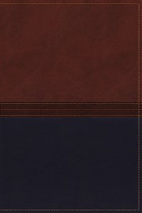 NKJV, The MacArthur Study Bible, Imitation Leather, Brown/Navy, Indexed - ISBN: 9780718040604