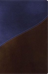 NKJV, Reference Bible, Giant Print, Imitation Leather, Navy/Brown, Indexed, Red Letter Edition - ISBN: 9780718011666