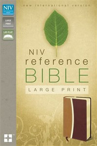 NIV, Reference Bible, Large Print, Imitation Leather, Tan/Burgundy, Red Letter Edition - ISBN: 9780310434832