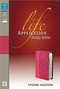 NIV, Life Application Study Bible, Imitation Leather, Pink, Indexed, Red Letter Edition - ISBN: 9780310442264