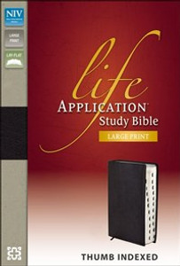 NIV, Life Application Study Bible, Large Print, Bonded Leather, Black, Indexed - ISBN: 9780310434801