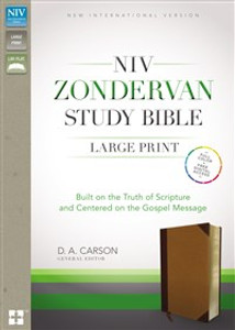 NIV Zondervan Study Bible, Large Print, Imitation Leather, Brown/Tan, Indexed - ISBN: 9780310444800