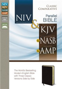 NIV, KJV, NASB, Amplified, Classic Comparative Parallel Bible, Bonded Leather, Burgundy - ISBN: 9780310436775