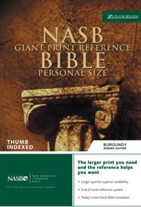 NASB, Reference Bible, Giant Print, Personal Size, Bonded Leather, Burgundy, Indexed - ISBN: 9780310921486