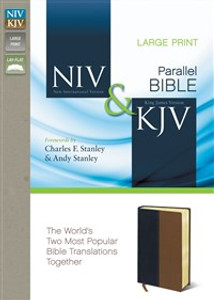 NIV, KJV, Parallel Bible, Large Print, Imitation Leather, Navy/Tan - ISBN: 9780310439349