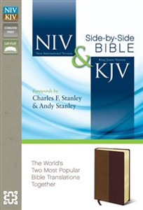 NIV, KJV, Side-by-Side Bible, Imitation Leather, Tan/Burgundy - ISBN: 9780310436881