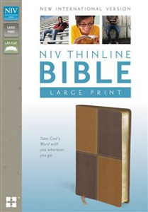 NIV, Thinline Bible, Large Print, Imitation Leather, Tan/Brown, Red Letter Edition - ISBN: 9780310435976