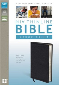 NIV, Thinline Bible, Large Print, Bonded Leather, Black, Red Letter Edition - ISBN: 9780310435884