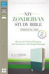 NIV Zondervan Study Bible, Personal Size, Imitation Leather, Light Blue/Turquoise, Indexed - ISBN: 9780310444794