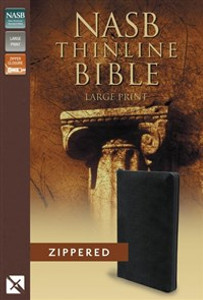 NASB, Thinline Zippered Collection Bible, Large Print, Bonded Leather, Black, Red Letter Edition - ISBN: 9780310421221