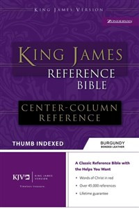 KJV, Reference Bible, Bonded Leather, Burgundy, Indexed, Red Letter Edition - ISBN: 9780310931874