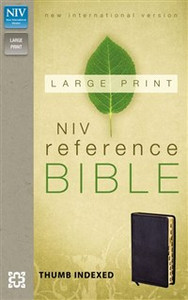 NIV, Reference Bible, Large Print, Bonded Leather, Black, Indexed, Red Letter Edition - ISBN: 9780310434924