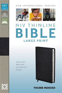 NIV, Thinline Bible, Large Print, Bonded Leather, Black, Indexed, Red Letter Edition - ISBN: 9780310435945