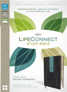 NIV, LifeConnect Study Bible, Imitation Leather, Gray/Blue, Indexed, Red Letter Edition - ISBN: 9780310444732