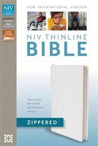 NIV, Thinline Zippered Collection Bible, Bonded Leather, White, Red Letter Edition - ISBN: 9780310421634