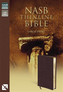 NASB, Thinline Bible, Large Print, Bonded Leather, Burgundy, Red Letter Edition - ISBN: 9780310917984