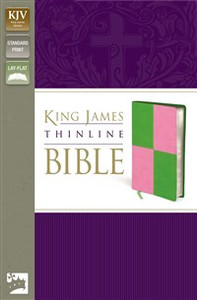 KJV, Thinline Bible, Imitation Leather, Green/Pink, Red Letter Edition - ISBN: 9780310941910