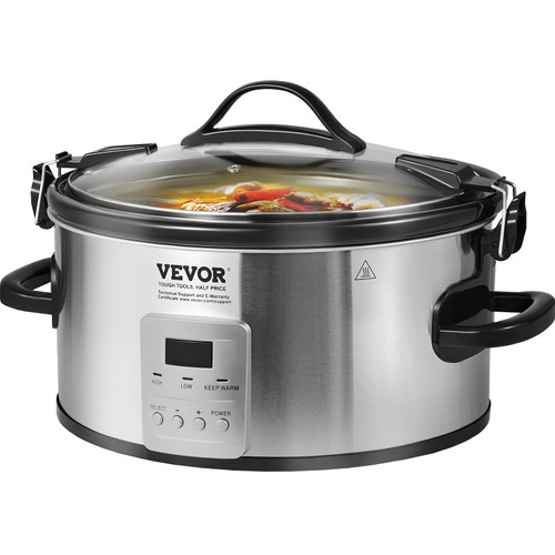 VEVOR Slow Cooker, 6QT 240W Electric Slow Cooker Pot with 3-Level Heat Settings, Digital Slow Cooke