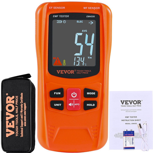 VEVOR 3-in-1 EMF Meter, 5Hz-6GHz, Handheld Rechargeable Electromagnetic Field Radiation Detector, D