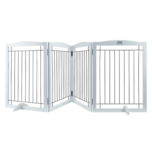 VEVOR Free Standing Dog Gate, 32" H x 96.5" W Freestanding Pet Gate, 4 Panels Foldable Dog Gate for