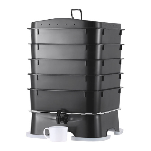 VEVOR 5-Tray Worm Composter, 50 L Worm Compost Bin Outdoor and Indoor, Sustainable Design Worm Farm