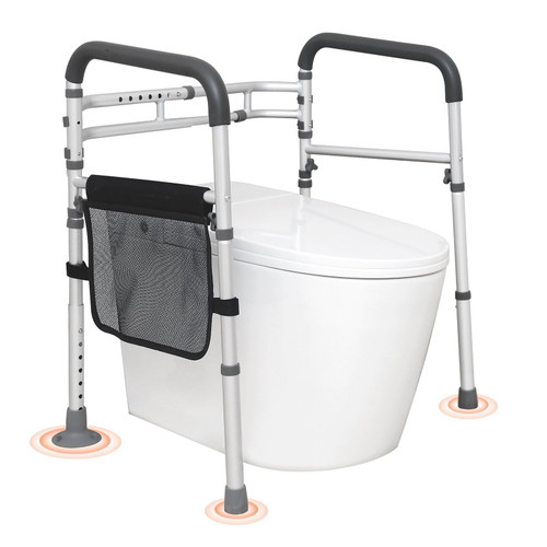 VEVOR Toilet Safety Rail, Folding Toilet Seat Frame, Adjustable Width & Height Fit Most Toilets, Su