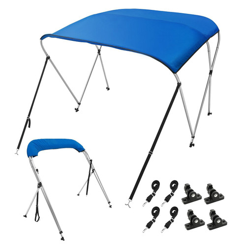 VEVOR 3 Bow Bimini Top Boat Cover, 900D Polyester Canopy with 1" Aluminum Alloy Frame, Waterproof a