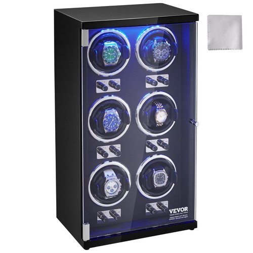 VEVOR Watch Winder, Watch Winder for 6 Men's and Women's Automatic Watches, with 6 Super Quiet Japa