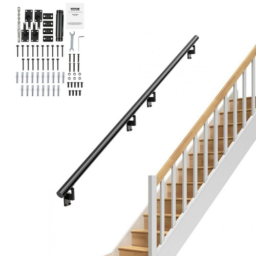 VEVOR Handrail Stair Railing, 7 ft, Wall Mount Handrails for Indoor Stairs, Thickened Aluminum Allo