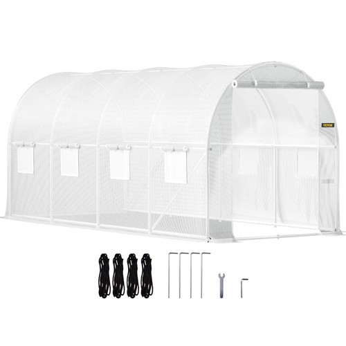 VEVOR Walk-in Tunnel Greenhouse, 15 x 7 x 7 ft Portable Plant Hot House w/ Galvanized Steel Hoops, 