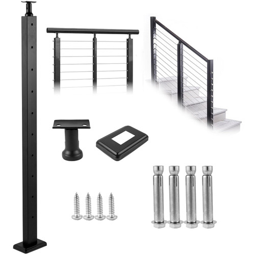 VEVOR Cable Railing Post Level Deck Stair Post 36 x 0.98 x 1.97" Cable Handrail Post Stainless Stee