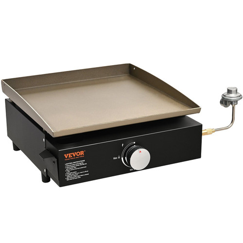 VEVOR Commercial Griddle, 16.9" Heavy Duty Manual Flat Top Griddle, Countertop Gas Grill with Non-S