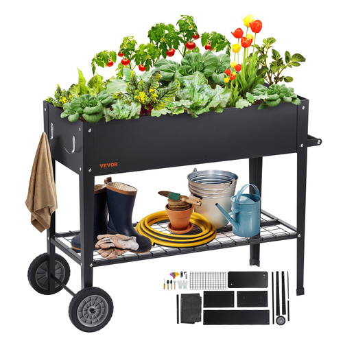 VEVOR Raised Garden Bed, 42.5 x 19.5 x 31.5 inch Galvanized Metal Planter Box, Elevated Outdoor Pla