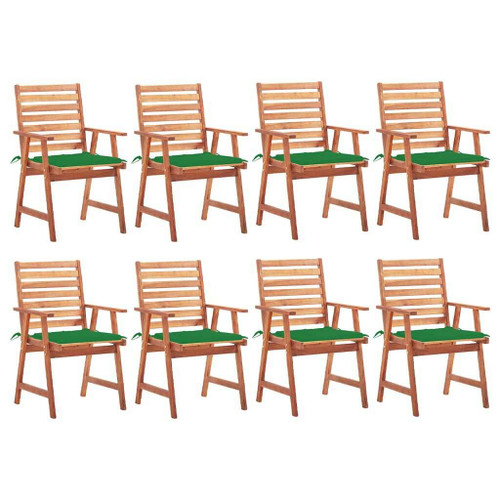 vidaXL Patio Dining Chairs 8 pcs with Cushions Solid Acacia Wood