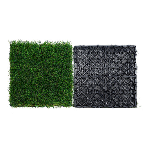 VEVOR Artifical Grass Tiles Interlocking Turf Deck Set, 18 Pack - 12"x12", Synthetic Fake Grass Sel