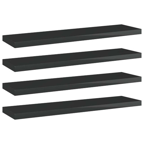 vidaXL Bookshelf Boards 4 pcs High Gloss Black 15.7"x3.9"x0.6" Engineered Wood