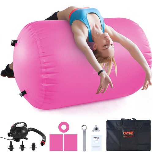 VEVOR Air Mat Tumble Track Air Spot, Round Inflatable Air Roller, Air Barrel Gymnastic Equipment wi
