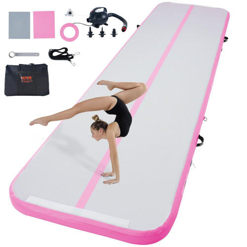 VEVOR Gymnastics Air Mat, 4 inch Thickness Inflatable Gymnastics Tumbling Mat, Tumble Track with El